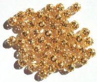 50 6mm Round Gold Plated Filigrae Metal Beads